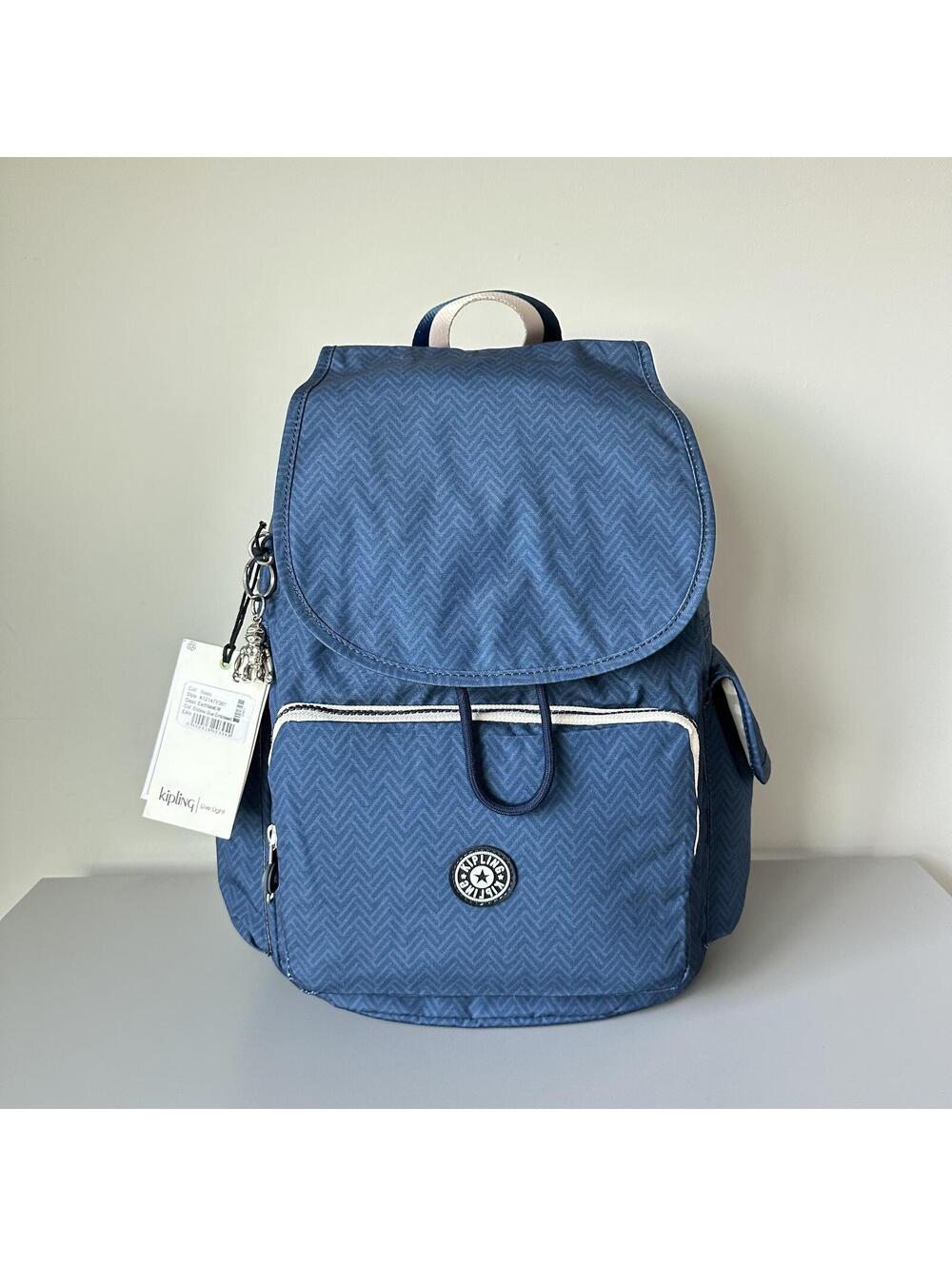 Kipling City Pack in Endless Blue Embossed NWT